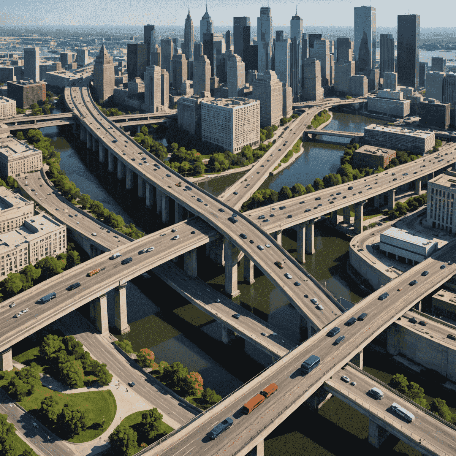 Image depicting various public infrastructure projects such as roads, bridges, and public transportation systems, symbolizing economic growth and improved quality of life