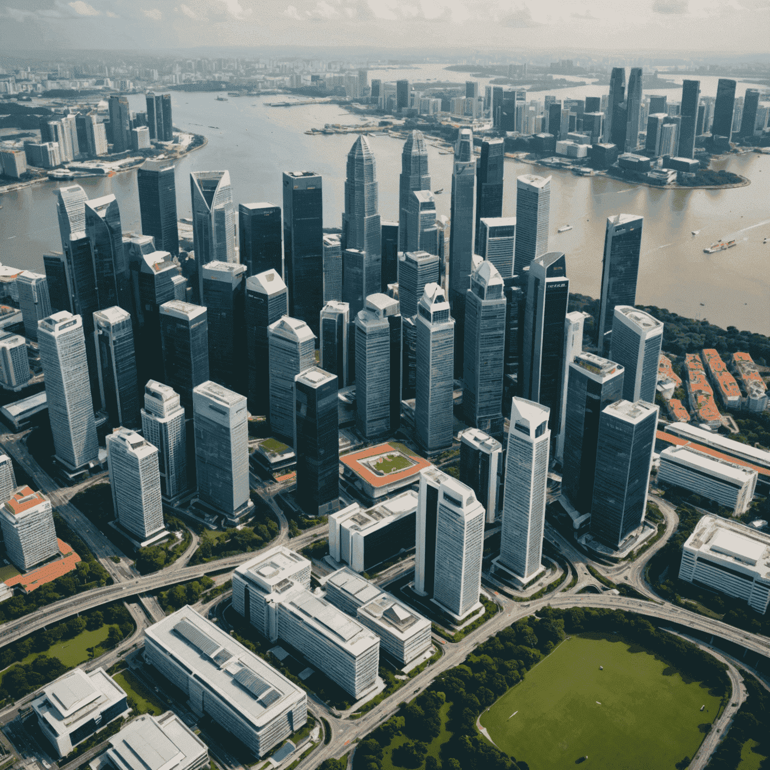 Aerial view of Singapore's modern skyline, showcasing the results of strategic public investments