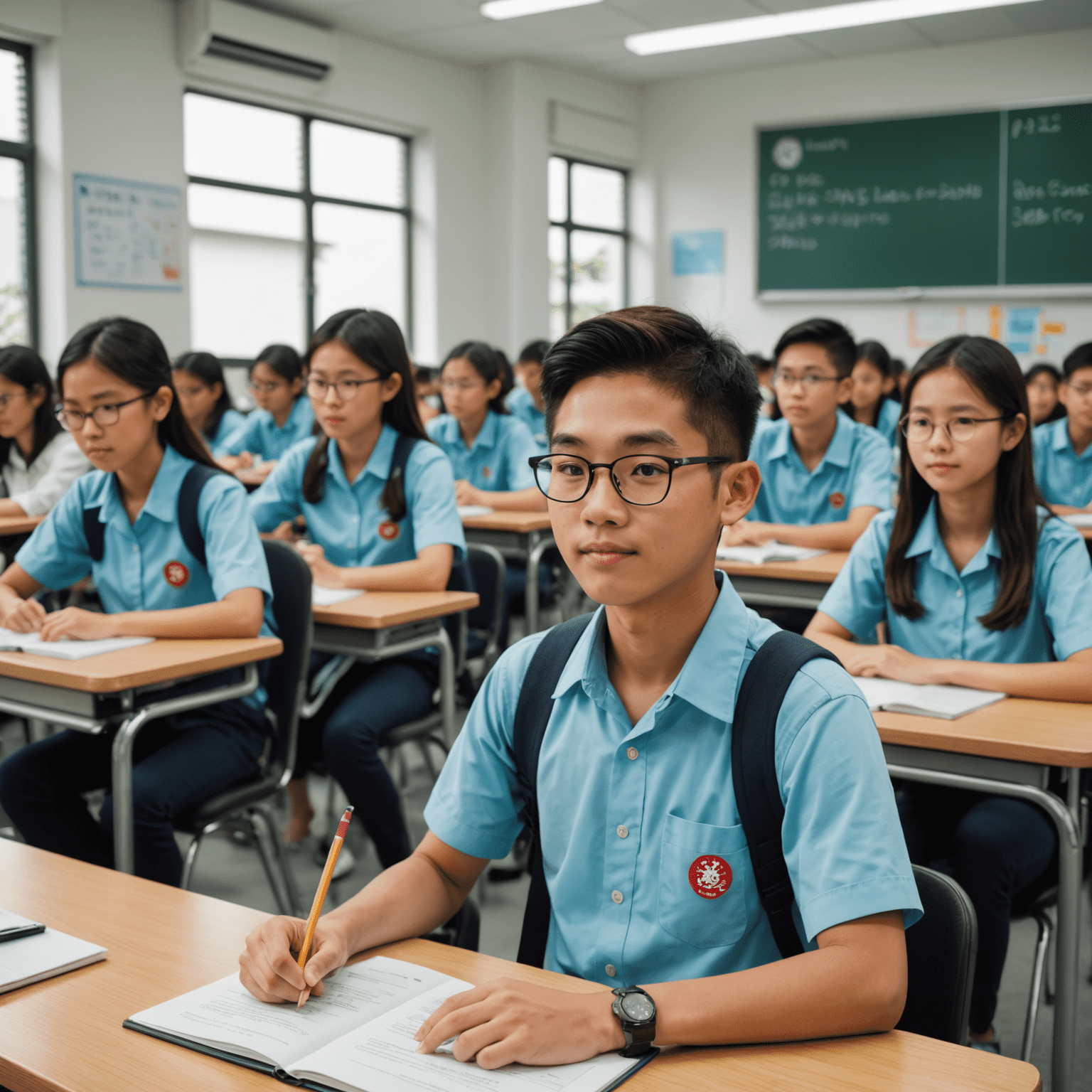 Students in a modern Singaporean classroom, representing the country's investment in education